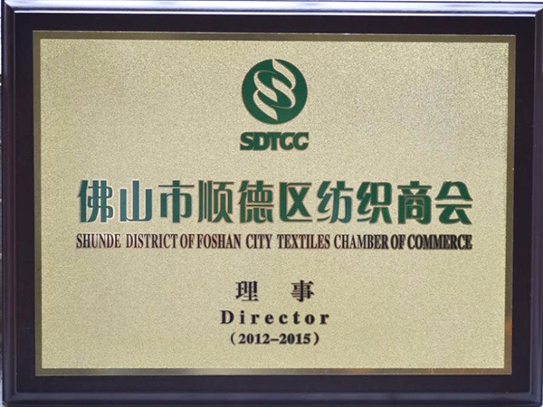 必一·运动(B-Sports)-2012年获顺德政府颁发“佛山纺织商会理事单位”